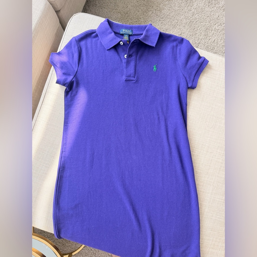 Ralph Lauren Purple Polo T-Shirt Dress with Green Accents